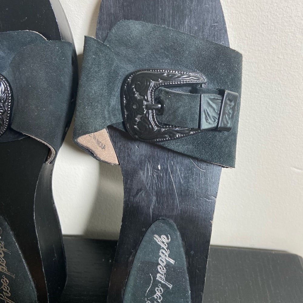 Free  People Black Suede Leather Buckled Wedges, Size 36 - Gently Used - Picture 10 of 13